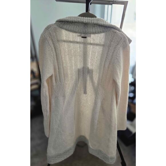 prAna Sunday River Long Cardigan Sweater Gray Cream Knit Coatigan Size Small - Picture 8 of 10